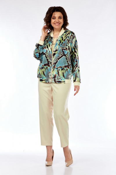 Брюки, бомбер, футболка Милора-стиль 1329 рептилия_молоко - фото 1