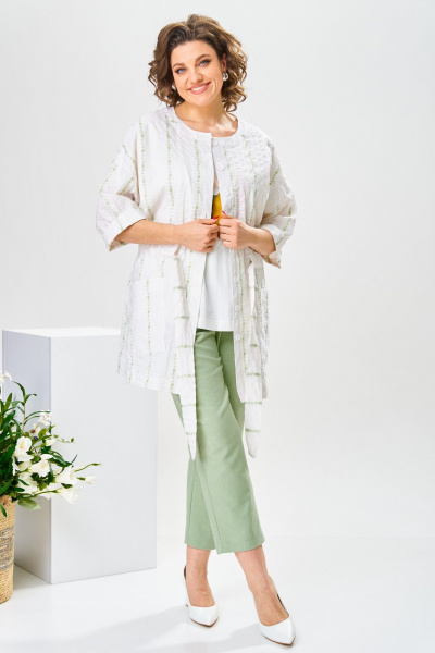 Блуза, брюки, жакет Romanovich Style 3-2377 белый/салатовый - фото 16