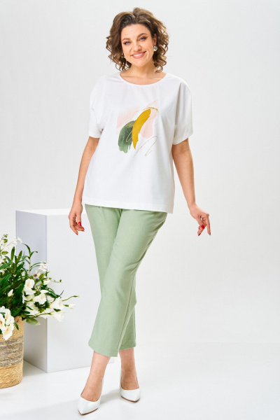 Блуза, брюки, жакет Romanovich Style 3-2377 белый/салатовый - фото 9