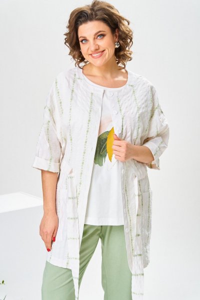 Блуза, брюки, жакет Romanovich Style 3-2377 белый/салатовый - фото 4