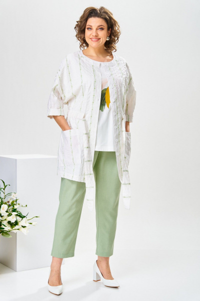 Блуза, брюки, жакет Romanovich Style 3-2377 белый/салатовый - фото 1