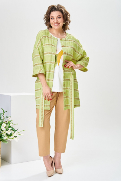 Блуза, брюки, жакет Romanovich Style 3-2377 салатовый/бежевый - фото 1