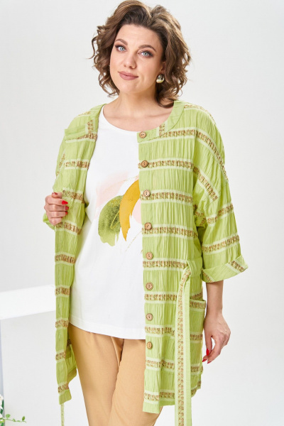 Блуза, брюки, жакет Romanovich Style 3-2377 салатовый/бежевый - фото 3