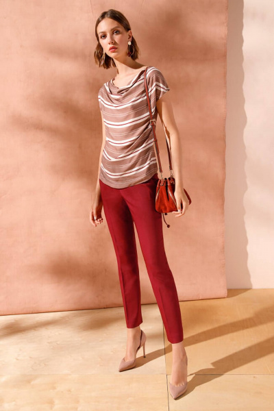 Блуза Nelva 21779 пепельно-бежевый принт - фото 1