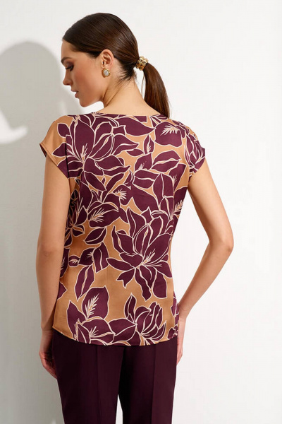 Блуза Nelva 22715 бордовый принт - фото 4