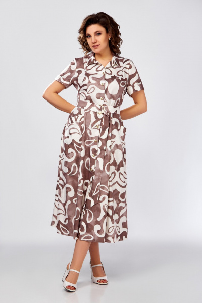 Платье Swallow 844 капучино_в_молочный_принт - фото 2