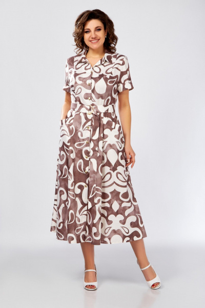 Платье Swallow 844 капучино_в_молочный_принт - фото 1