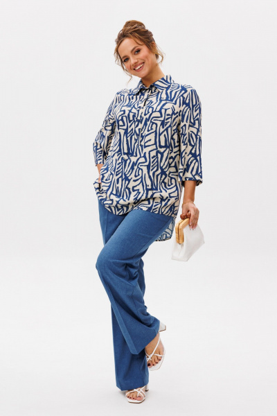 Блуза, брюки Mubliz 277 синий_графика - фото 10