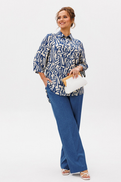 Блуза, брюки Mubliz 277 синий_графика - фото 9