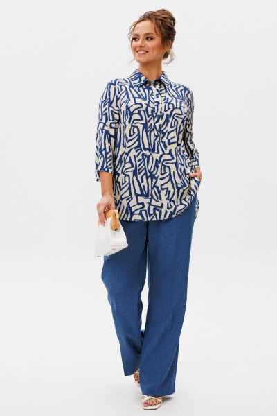 Блуза, брюки Mubliz 277 синий_графика - фото 8