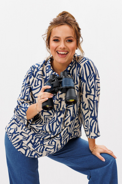 Блуза, брюки Mubliz 277 синий_графика - фото 7