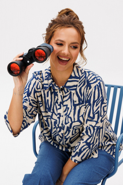 Блуза, брюки Mubliz 277 синий_графика - фото 5