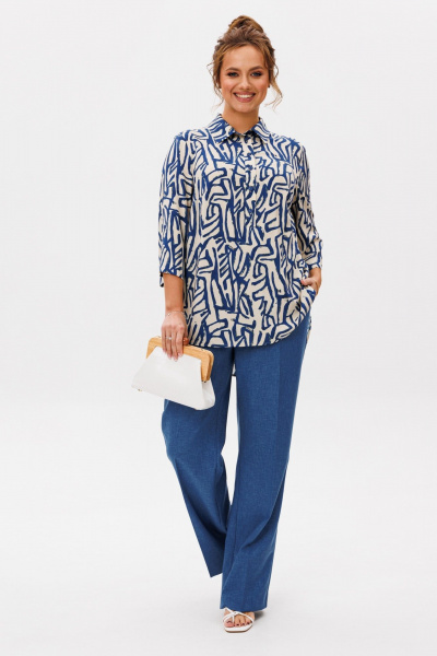 Блуза, брюки Mubliz 277 синий_графика - фото 1