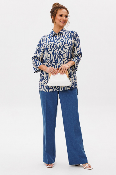 Блуза, брюки Mubliz 277 синий_графика - фото 2