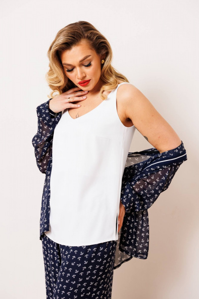 Блуза, брюки, топ Мода Юрс 2900 синий_якоря - фото 5