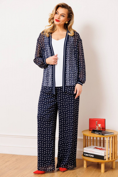 Блуза, брюки, топ Мода Юрс 2900 синий_якоря - фото 1