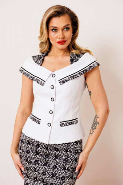 Жакет, юбка Мода Юрс 2022 черно-белый - фото 3