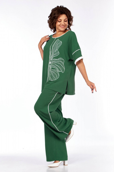 Блуза, брюки Диомант 2064 зеленый - фото 3