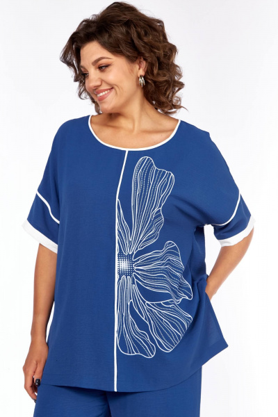 Блуза, брюки Диомант 2064 синий - фото 7