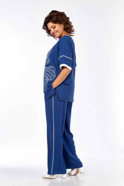 Блуза, брюки Диомант 2064 синий - фото 4