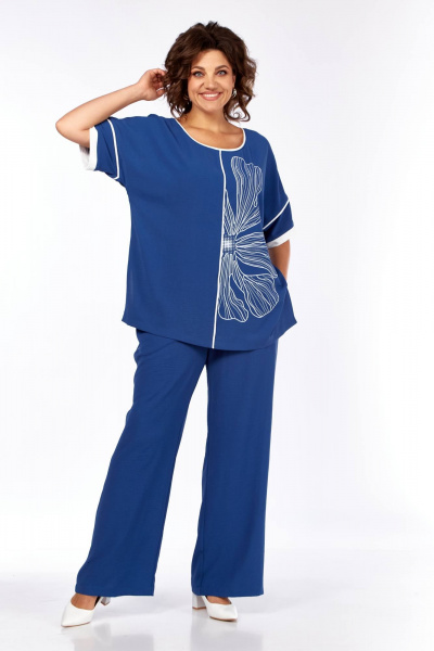 Блуза, брюки Диомант 2064 синий - фото 3