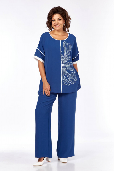 Блуза, брюки Диомант 2064 синий - фото 1