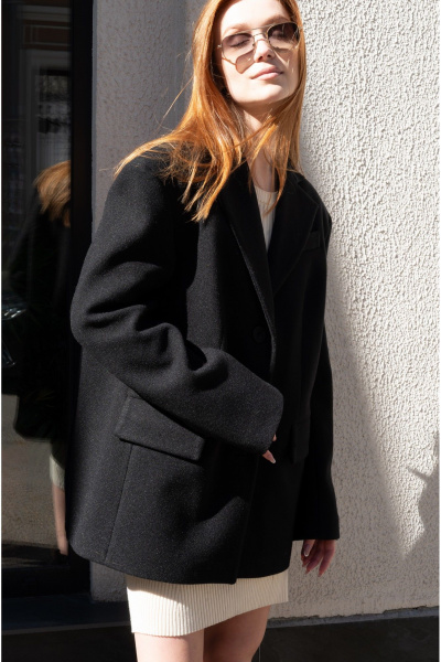 Полупальто пиджачного стиля из пальтовой ткани и шерсти Skipper Design 134 черный - фото 3