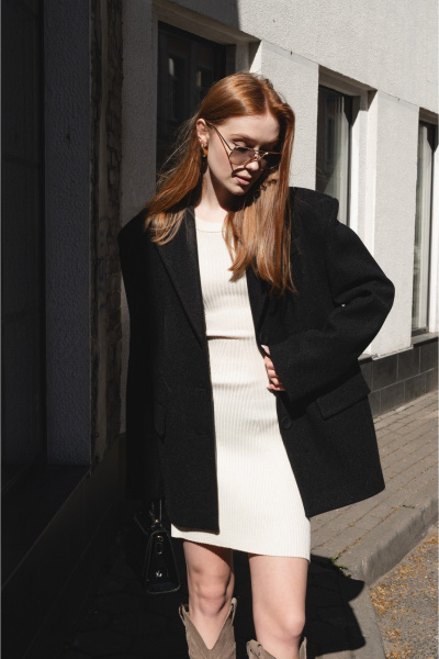 Полупальто пиджачного стиля из пальтовой ткани и шерсти Skipper Design 134 черный - фото 2