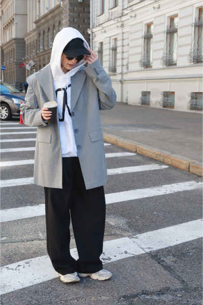 Демисезонный серый жакет и юбка из шерстяной ткани Skipper Design 320/gray4 - фото 1