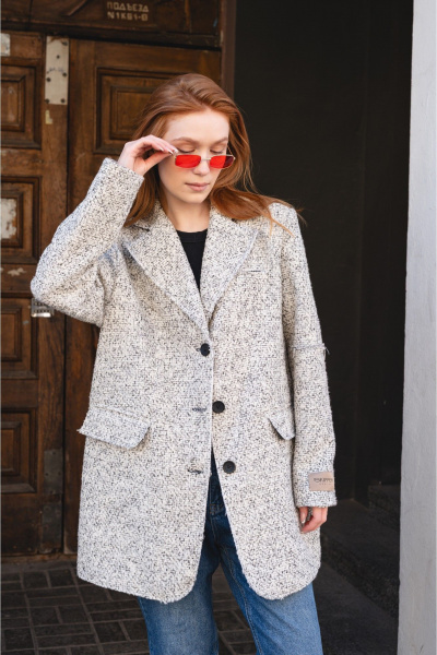 Пиджак однобортный оверсайз из текстиля и шерсти Skipper Design 325 белый - фото 1