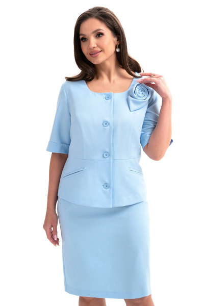 Жакет, юбка Alani Collection 2342 голубой - фото 5