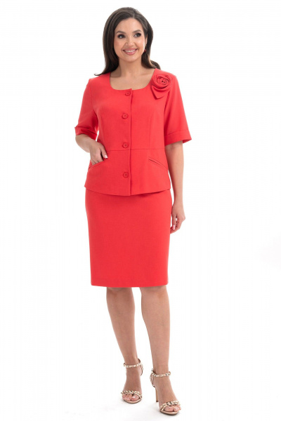 Жакет, юбка Alani Collection 2342 коралл - фото 4