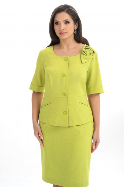 Жакет, юбка Alani Collection 2342 салатовый - фото 5