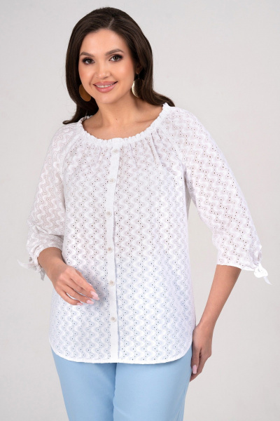 Блуза, брюки Alani Collection 2348 белый+голубой - фото 5