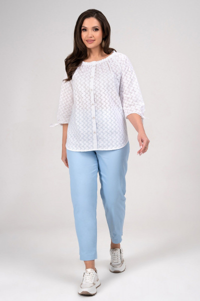 Блуза, брюки Alani Collection 2348 белый+голубой - фото 4