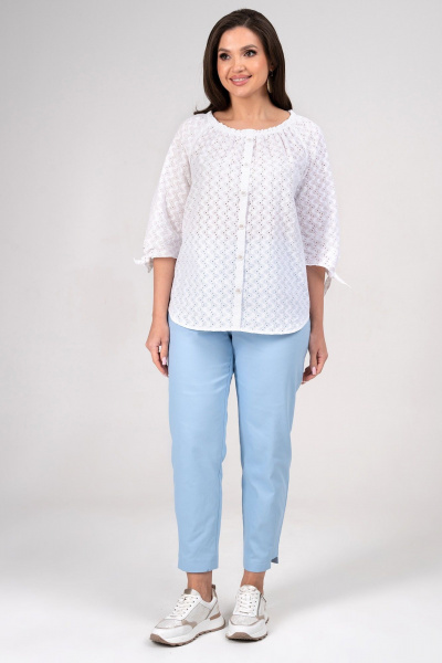 Блуза, брюки Alani Collection 2348 белый+голубой - фото 1