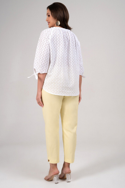 Блуза, брюки Alani Collection 2348 белый+желтый - фото 8