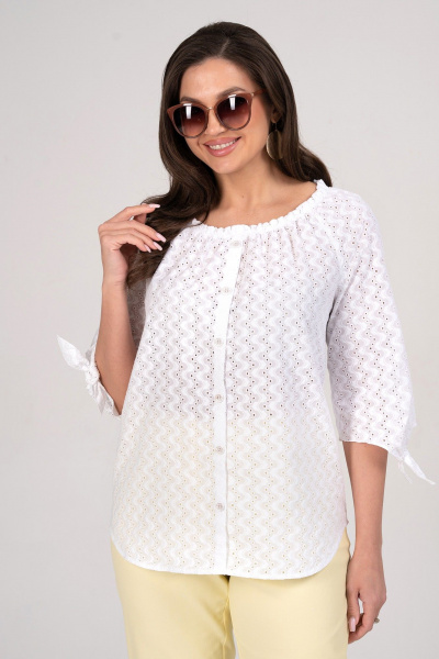 Блуза, брюки Alani Collection 2348 белый+желтый - фото 4