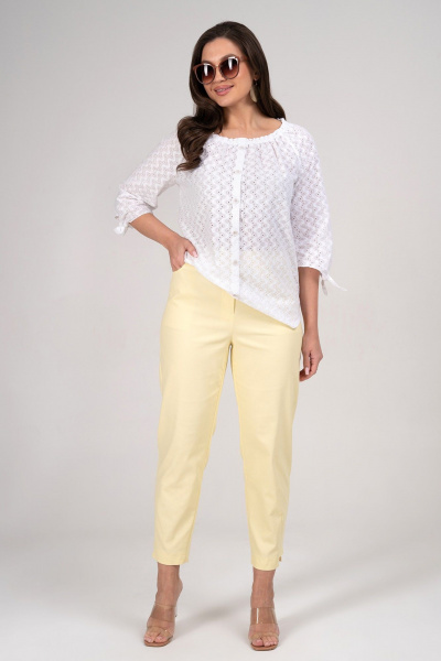Блуза, брюки Alani Collection 2348 белый+желтый - фото 3