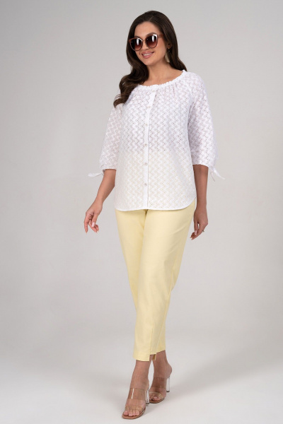 Блуза, брюки Alani Collection 2348 белый+желтый - фото 2