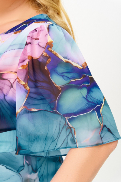 Платье Swallow 827 бирюзово-розовые_цветы - фото 8