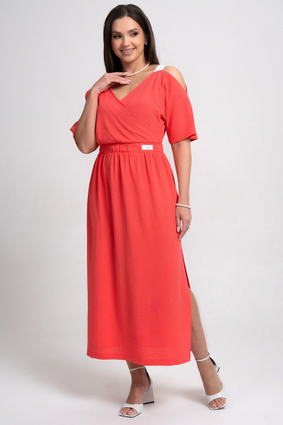 Платье Alani Collection 2356 коралл - фото 3