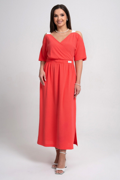 Платье Alani Collection 2356 коралл - фото 1