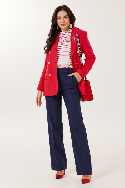 Брюки, жакет, футболка Твой имидж 2132 красный-синий - фото 3