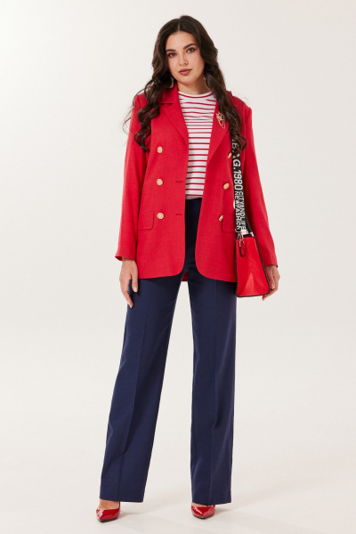 Брюки, жакет, футболка Твой имидж 2132 красный-синий - фото 1