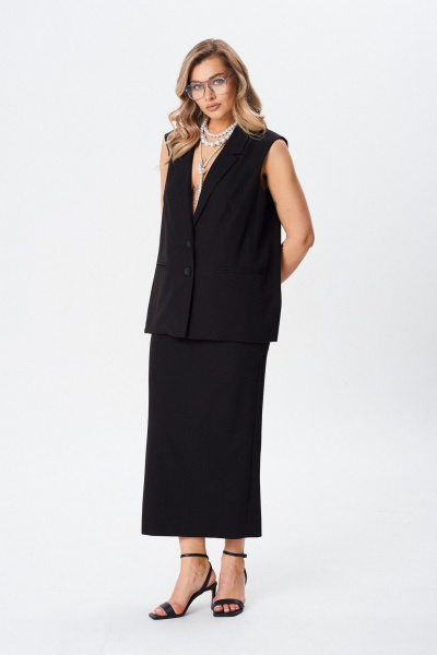 Жилет и юбка деловой стиль из текстиля BARBARA В222 - фото 7