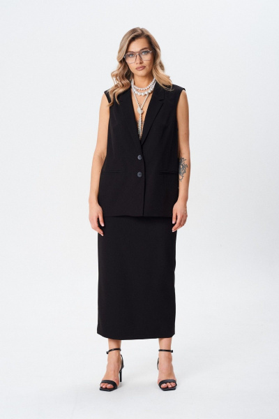 Жилет и юбка деловой стиль из текстиля BARBARA В222 - фото 3