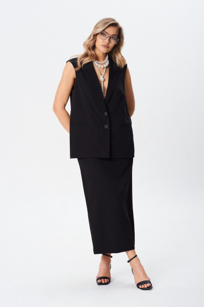 Жилет и юбка деловой стиль из текстиля BARBARA В222 - фото 1