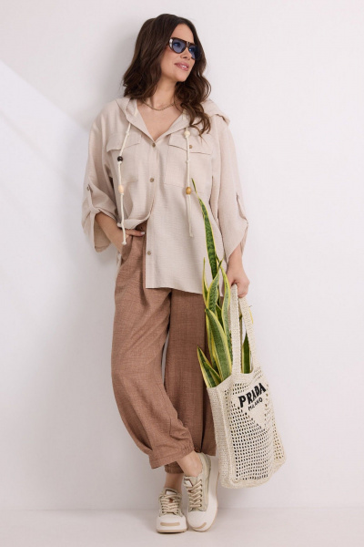 Блуза, брюки Магия моды 2582 беж+корица - фото 3