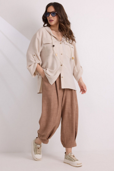 Блуза, брюки Магия моды 2582 беж+корица - фото 1
